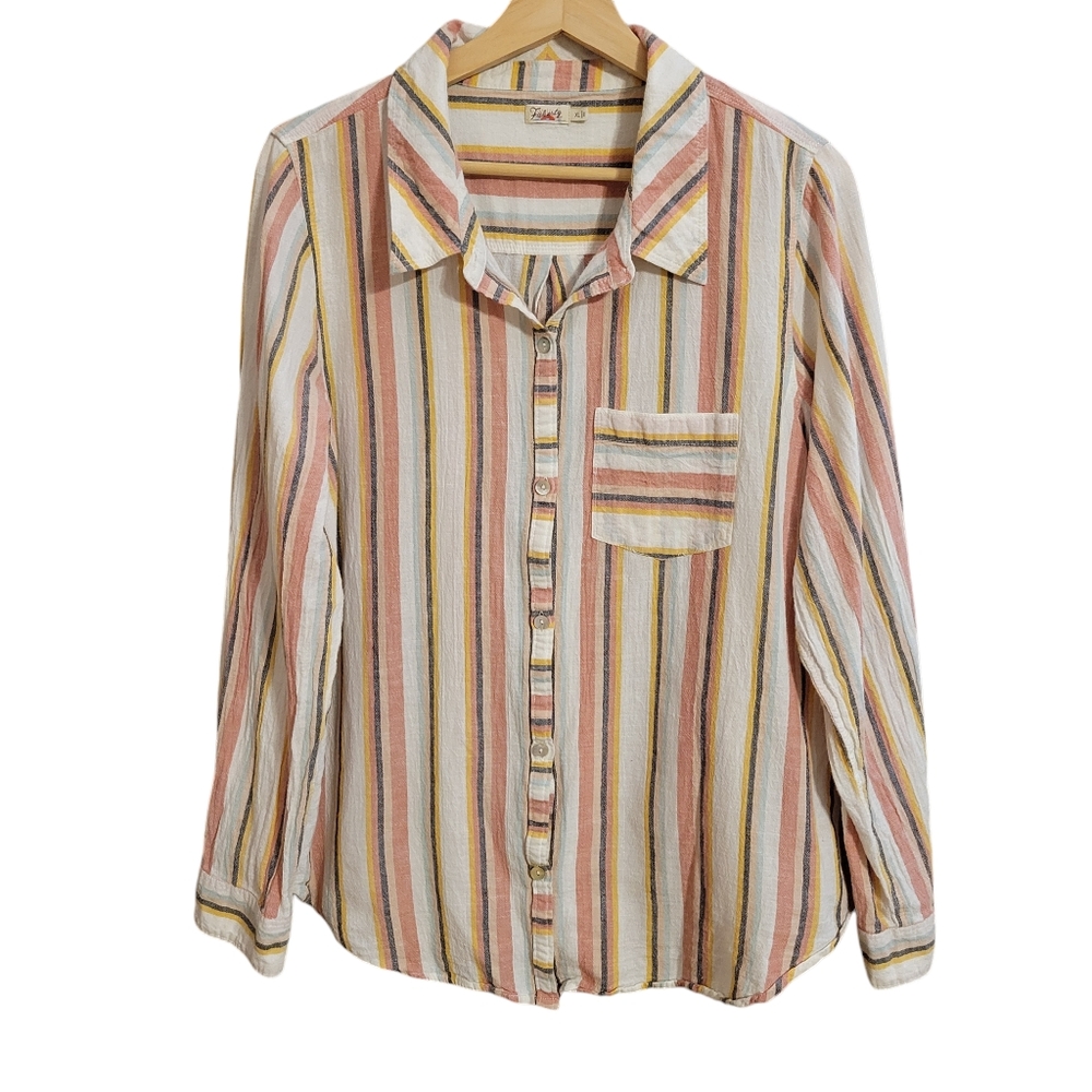 Faherty Striped Button Down Shirt in Warm Tones